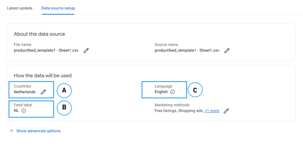 Data source setup